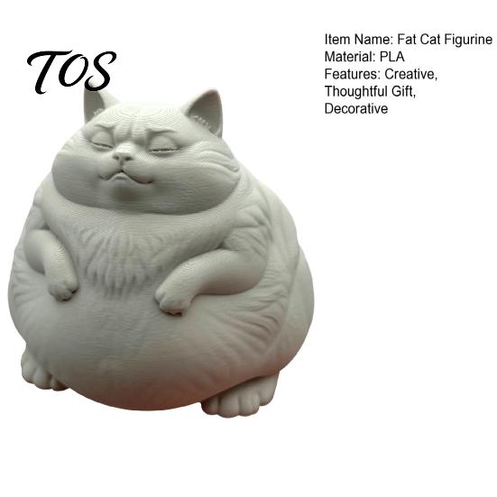Handmade Craft Supplies for Adults Fat Cat Figurine, Cute Lazy Desk Car Decor with Solid Base, Healing Atmosphere Room Mini Calming Statue Office, 3D