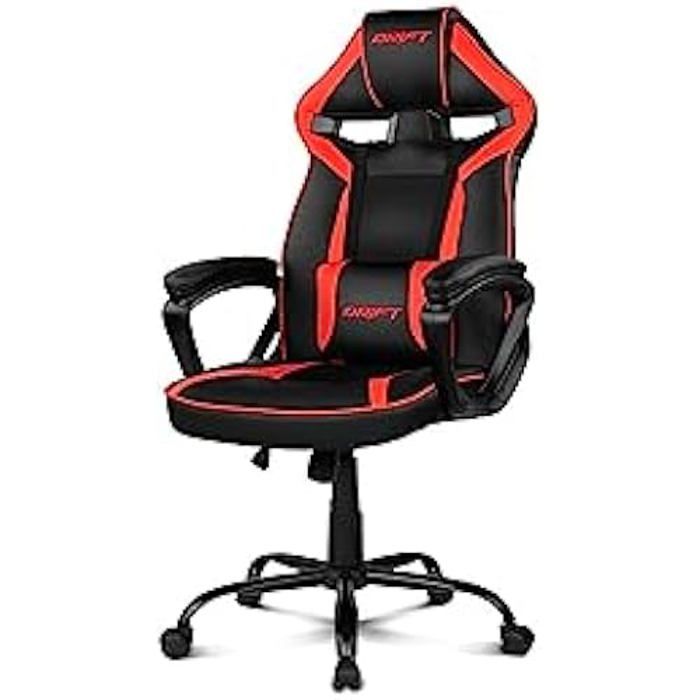 DRIFT Chaise Gaming DR50BR Chaise pour joueurs professionnels, Similicuir, Accoudoirs rembourrés, Piston classe 4, Mécanisme
