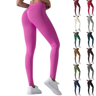 Seamless Knitted Breathable Solid Color Cross Waist Peach Hip Yoga Pants Running Fitness Nine-point Pants