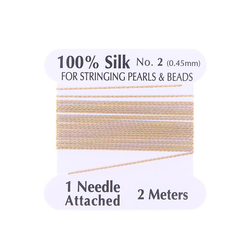 1Pcs 2# 0.45mm 10pcs/bag Handmade 100% Natural Silk Cord Rope With Beaded Silk Thread Needle End Silk For DIY Jewelry Making