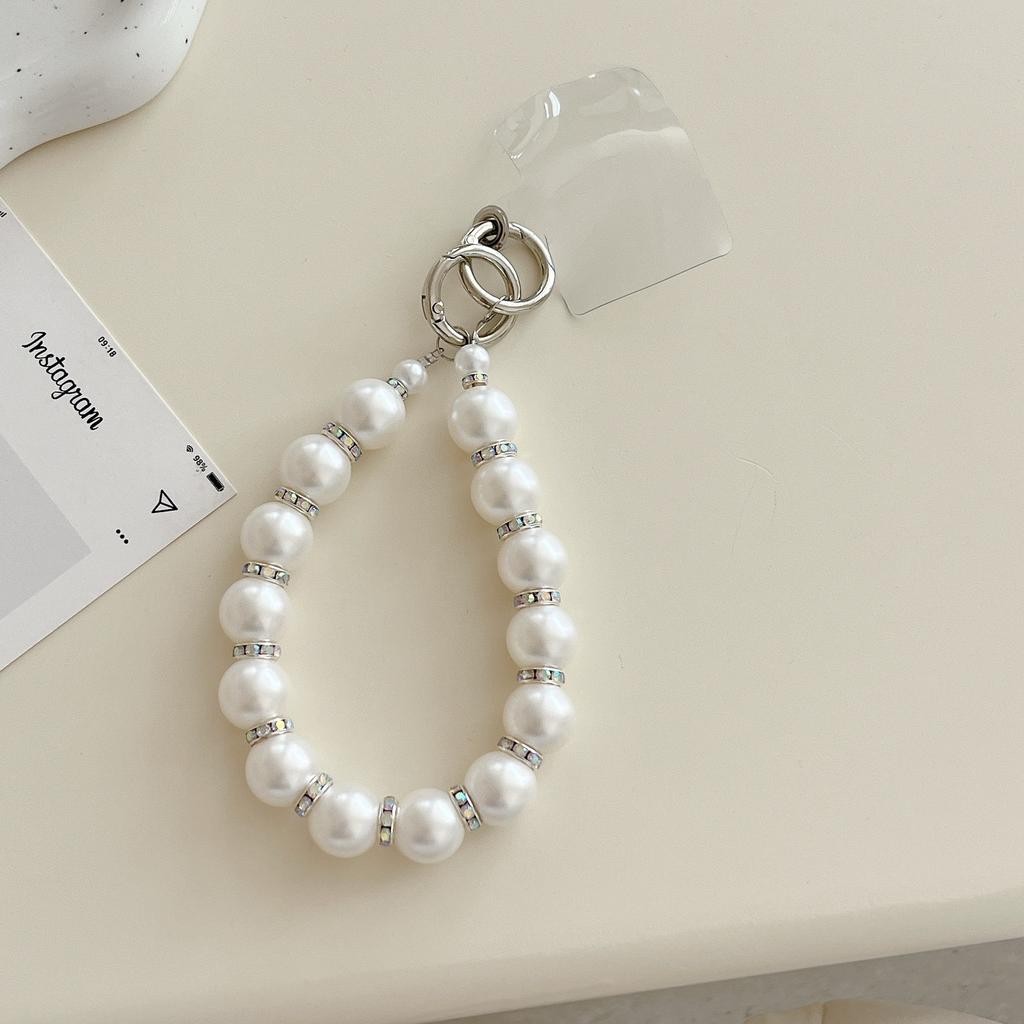 INS Korean Style Sweet Beaded Pearl Bowknot Phone Chain Pendant Bracelet Key Ring Bag Pendant Trendy