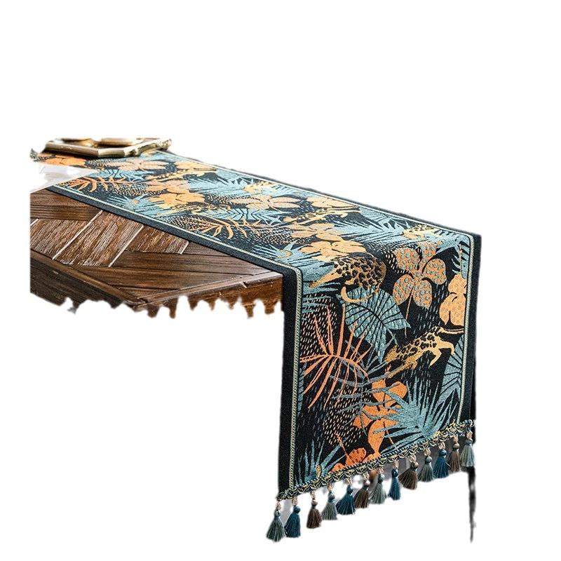 American Retro Jacquard Table Runner Dining Table Cloth Tea Table Cabinet Decorative Strip