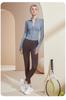 Women's Long Sleeve Sports Yoga Jacket - Stand Collar Cardigan for Running, Fitness, and Pilates