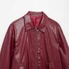 Spring 2025 Women's Faux Leather Bomber Jacket - European & American Style, Loose Fit