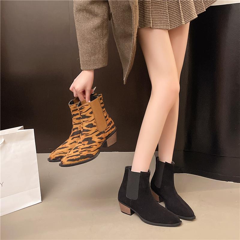 Fashion Pointed Toe Booties Women 2025 New Autumn and Winter Block Heel Short Tubes Women Suede High Heels