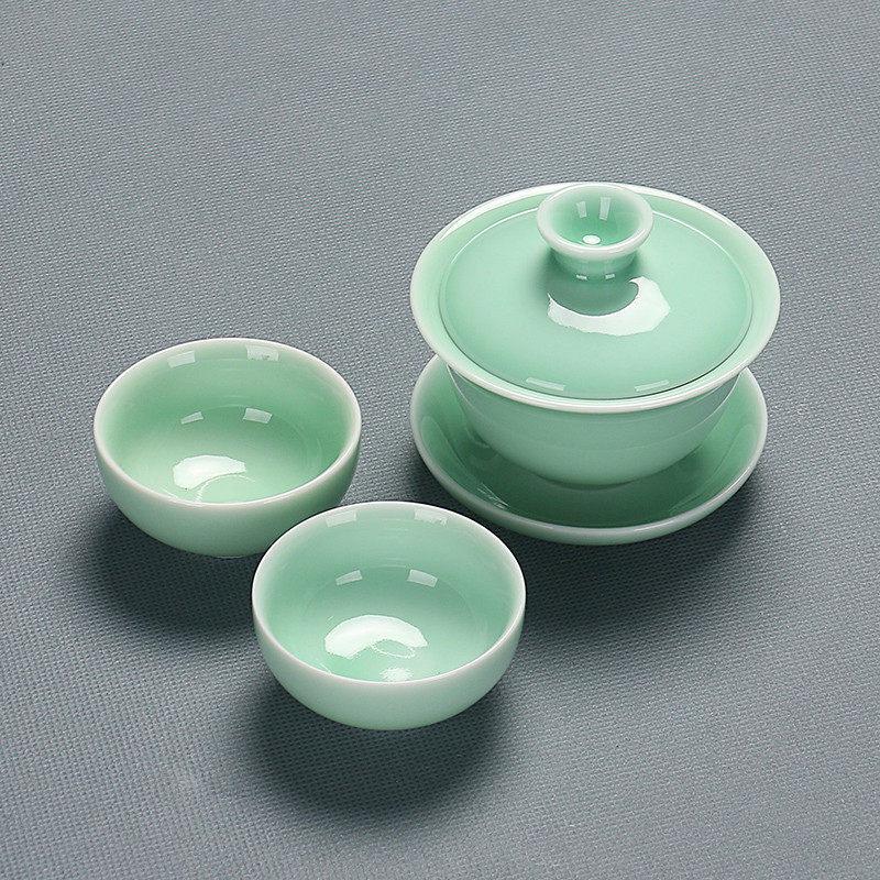 Yipan Celadon Ceramic Kung Fu Tea Set with Gaiwan