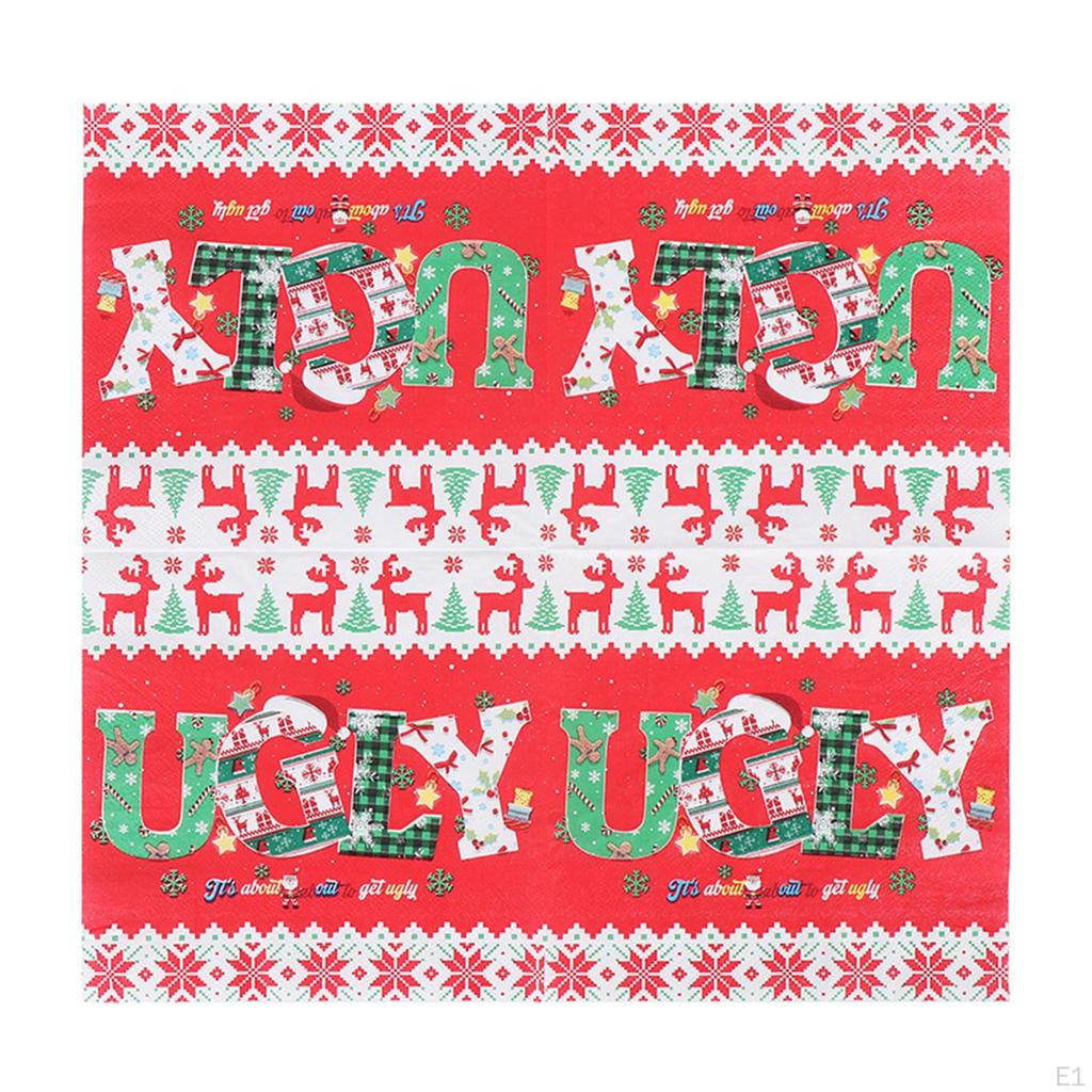 20 Pieces Christmas Paper Napkins Cocktail Bulk Disposable Cute Hand Towels Guest for