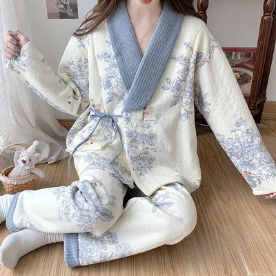 Lucht Katoen Zwangerschapskleding Herfst Winter Postpartum Borstvoeding Tweedelige Katoen Dames Pyjama Lente V-hals Warm Huispak