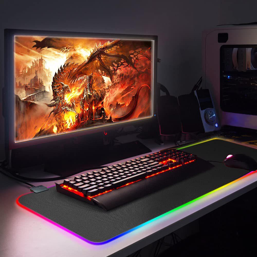 RGB-Gaming-Schreibtischunterlage – Übergroßes leuchtendes Mauspad für Jungen und das Büro