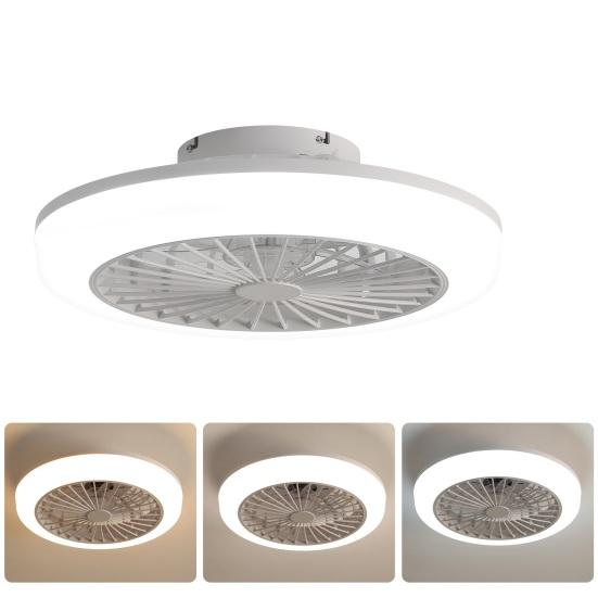 18palcový uzavřený stropní ventilátor se světlem a dálkovým ovládáním, Moderní nízkoprofilový bezlopatkový stropní ventilátor pro montáž na strop do ložnice, kuchyně, jídelny