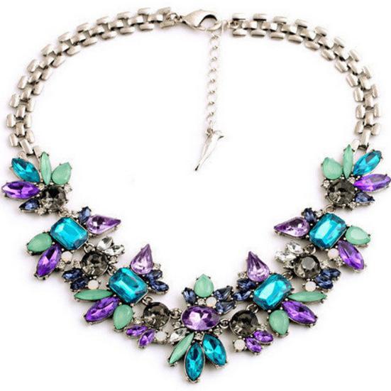 Fashion Women Pendant Chain Silver Plated Bib Statement Choker Necklace