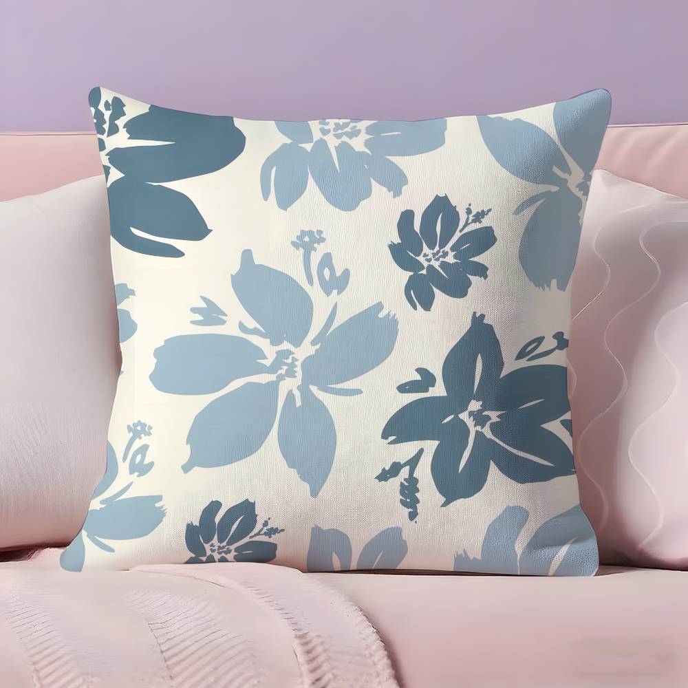 Elegant Blue Floral art Pillow Case  Ultra Soft Skin Friendly Fabric Cloud Like Comfort & Concealed Zipper