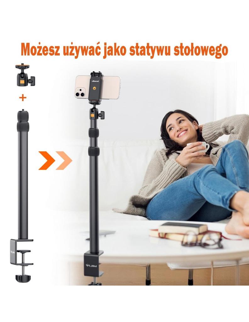 Ulanzi 2435 VIJIM K10 Tabletop RGB Ring Light with and 3 Ball Compatible Light/Desk High-Brightness Beads, HSI, CCT, FX, Modes, 360-Degree Head,