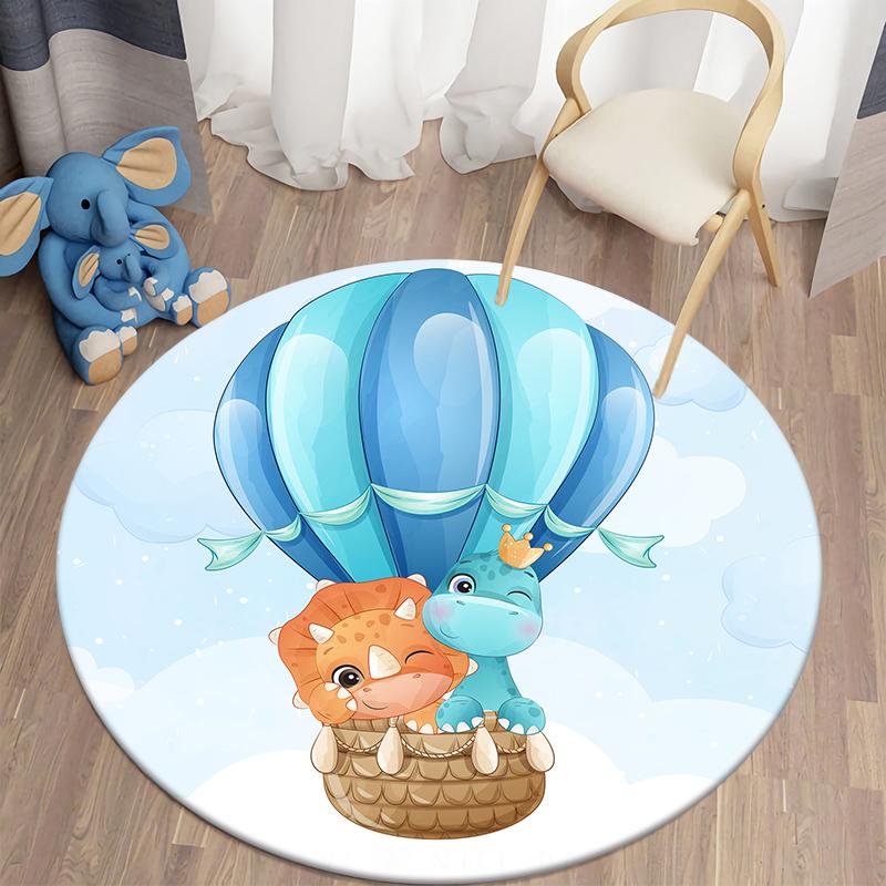 Round Cartoon Dinosaur Floor Mat Living Room Kitchen Bedroom Carpet Kids Room Decoration Home Decor
