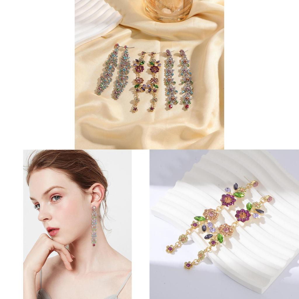 Fashion Flower Long Dangle Earrings With Alloy And Electroplating For Womens Party And Wedding Jewelry