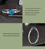 Blue Moissanite and Small Diamond Pave Ring In 925 Silver - Women's Light Luxury Gemstone Index Ring