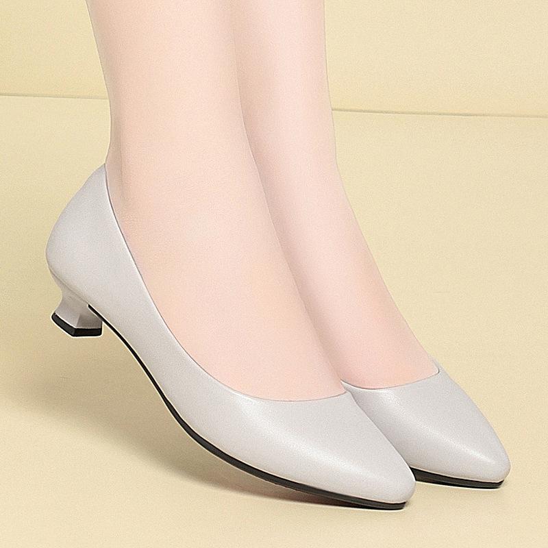 Stewardess Work Shoes Women's Black Leather Shoes Small Heel Professional Business Tooling Dress Medium Heel Interview Women's Shoes