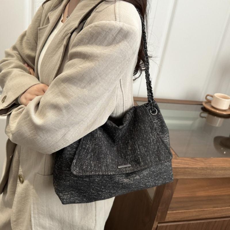 Große Kapazität Denim Umhängetasche für Damen Frühling Modisch und Vielseitig Schultertasche Leichte Einkaufs- und Pendeltasche