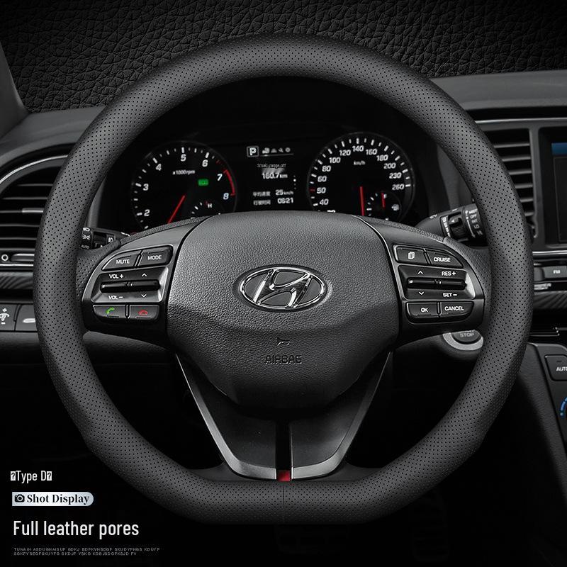 Hyundai Leather Steering Wheel Cover for Tucson, IX35, Sonata, Santa Fe, Elantra, Reina, Veloster
