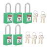 5Sets 38mm Padlock Lockout Tagout HardWearing with 10 Keys Writable Label for Machine Building Security(Green )