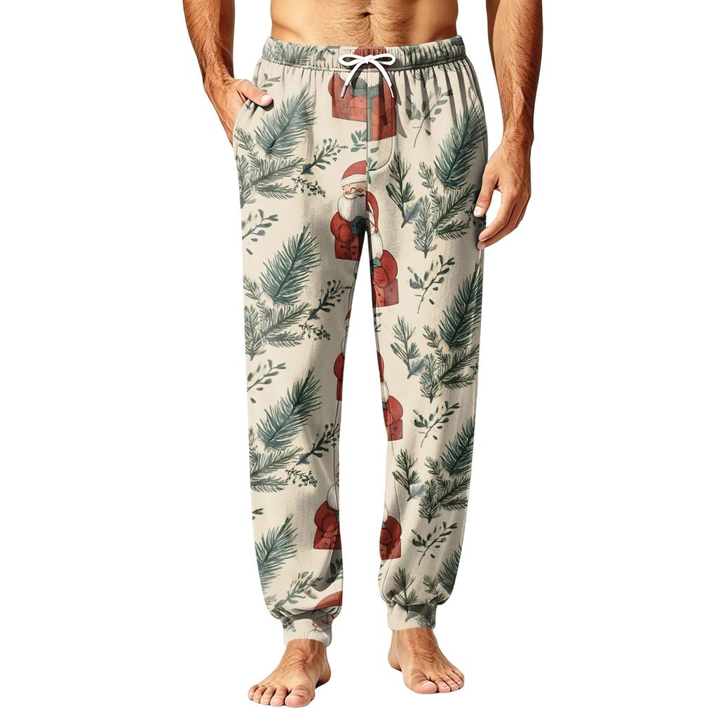 Men's Christmas Pajama Pants with Holiday Print for Fall and Winter Sleep Wear