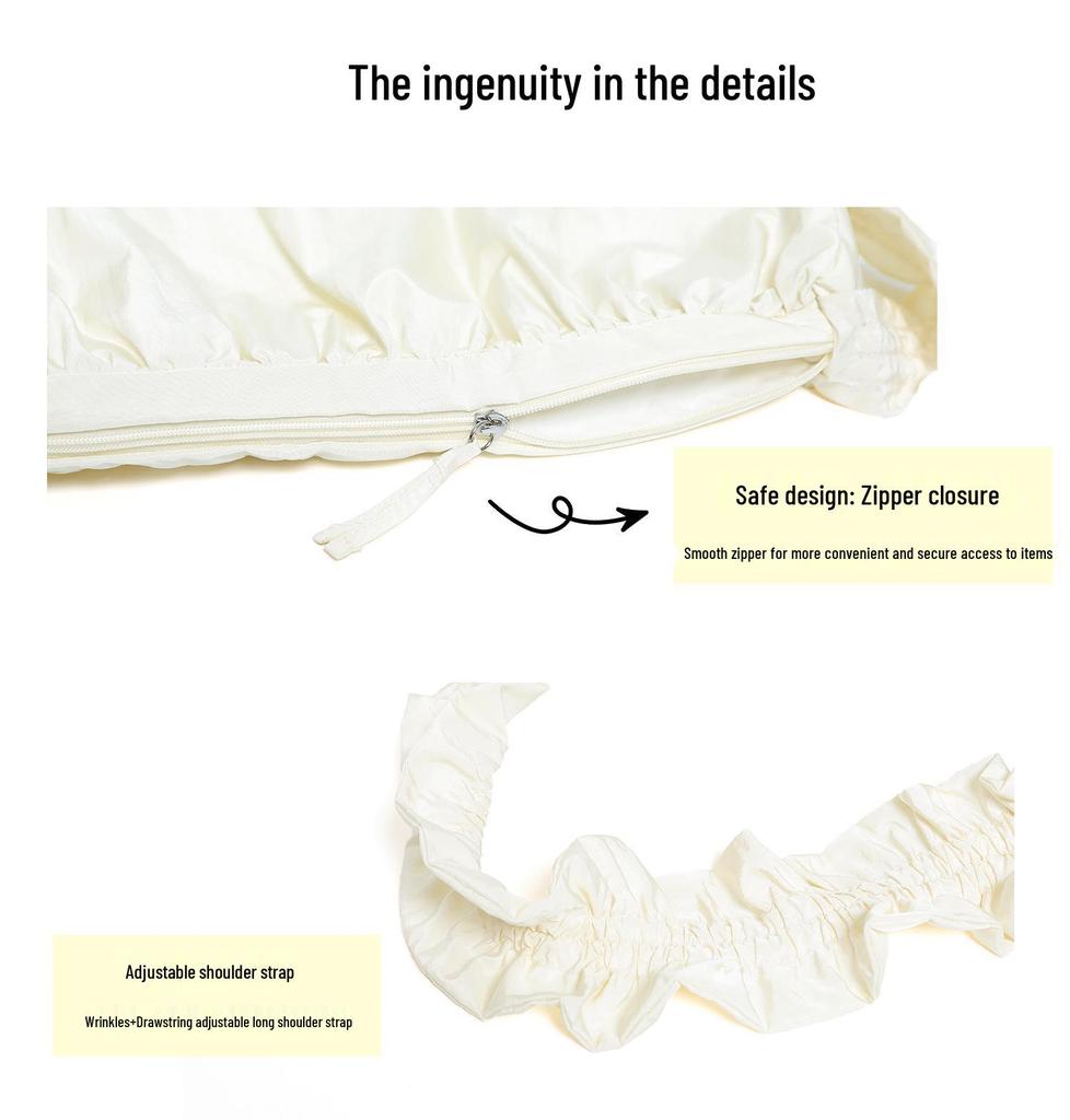 Lustrous Pleated Dumpling Bag - Large Capacity Nylon Crossbody & Shoulder Bag by Niche Korean Designer