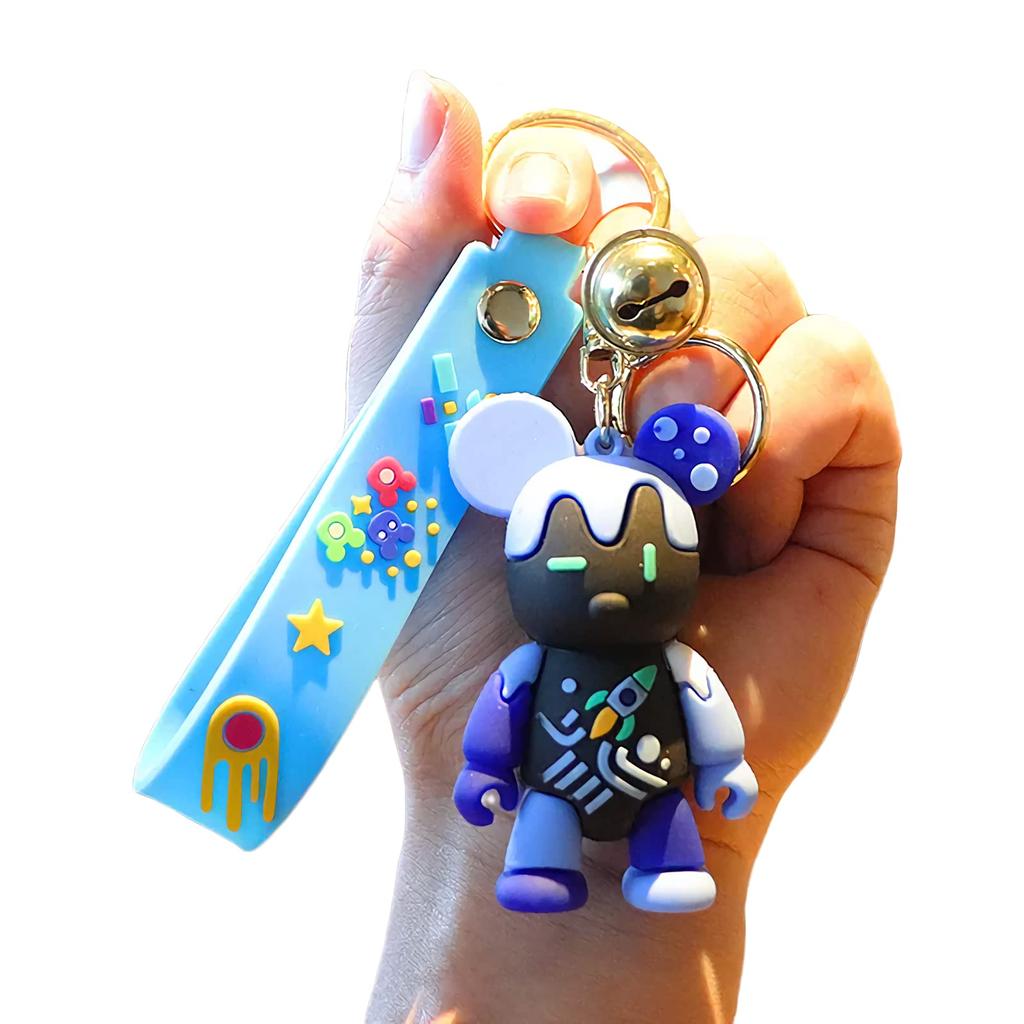 AOOMO Space Bear Bag Charm, Cute Rabbit Silicone Fashion Key Ring, Carabiner Accessory, Ink Green (Purple)
