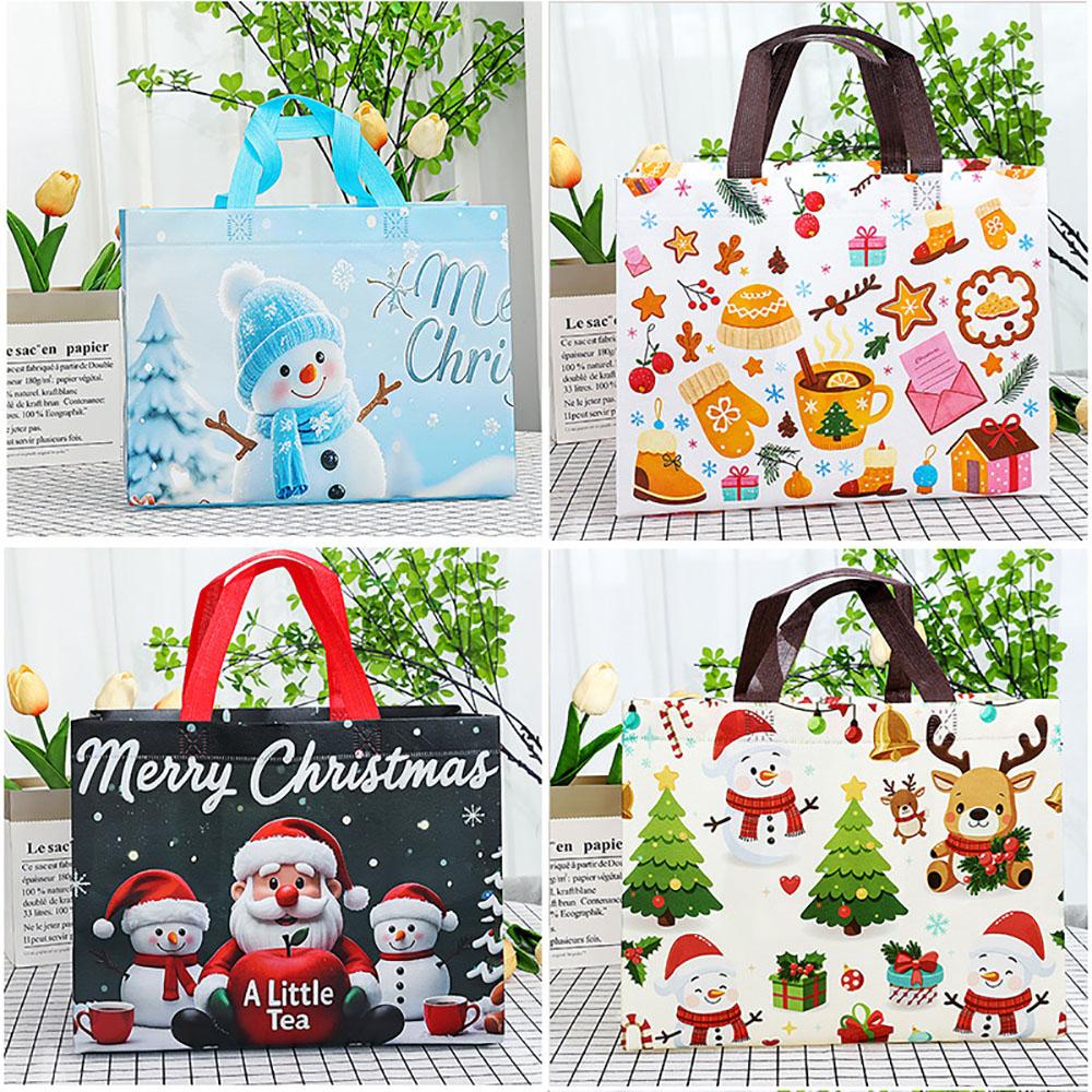 New Christmas Gift Bag Non-woven Santa Snowman Xmas Tree Tote Bags Candy Gift Packaging Bag Shopping Bag Xmas 2026 New Year Bags