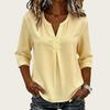 Women's Casual V-Neck Color Loose Fit Blouse for Everyday Wear