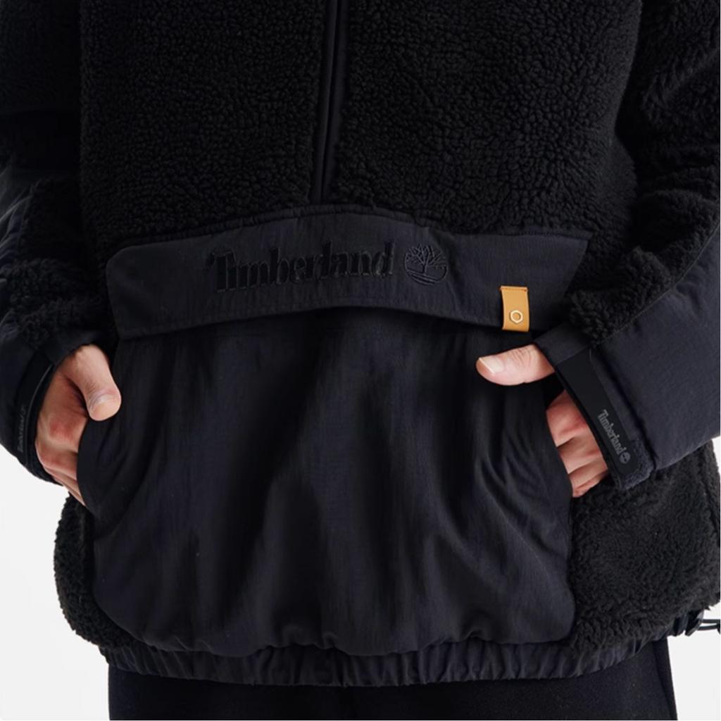 Timberland Outdoor Remix Special Series Color Block Stand Collar Warm Half-Zip Casual Fleece Jacket Unisex Jacket Black A5URK-001