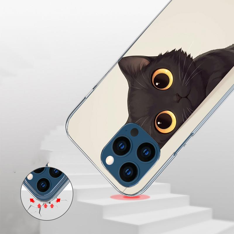 Cat Cute Kitten Cartoon Phone Case For iPhone 17 Air 16 Pro Max 16E 15 + 14 Plus 11 12 13 Mini 7 8 SE Gift Print Cover Fundas 17