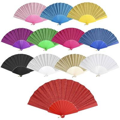 Tassels Gold Powder Fan Colorful Handheld Fan Elegant Folding Fan  Home Decoration