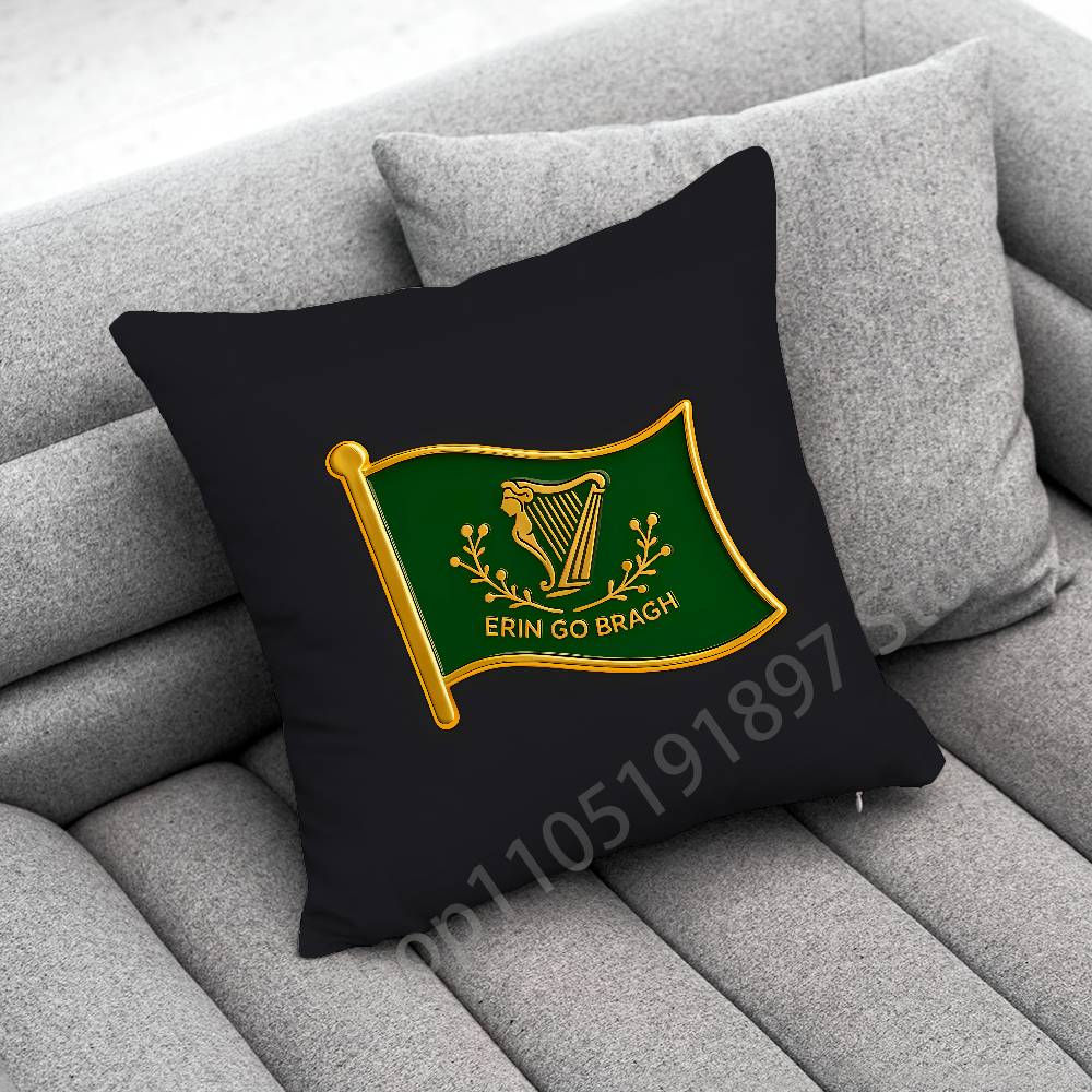 Ireland Flag Irish Harp Erin Go Bragh Throw Pillow Case For 50cm 40cm 55cm 45*45cm 30cm Square Bedroom Pillowcase Cover