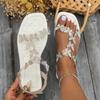 Butterfly-decorated Fairy-style Flat Sandals, Ladies' Fashionable Square-toe Versatile Sandals