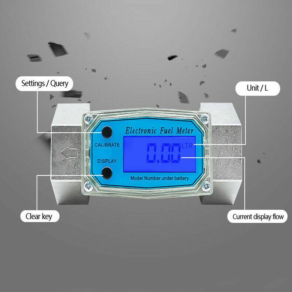 Turbine Digital Oil Meter LCD Heating Oil Flow Meter Diesel Gasoline Flow
