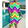 Summer Fashionable Men's Striped Style 3D Two-piece Set Street Casual Fashion Breathable Comfortable Sports Loose Large Size Sports Wear