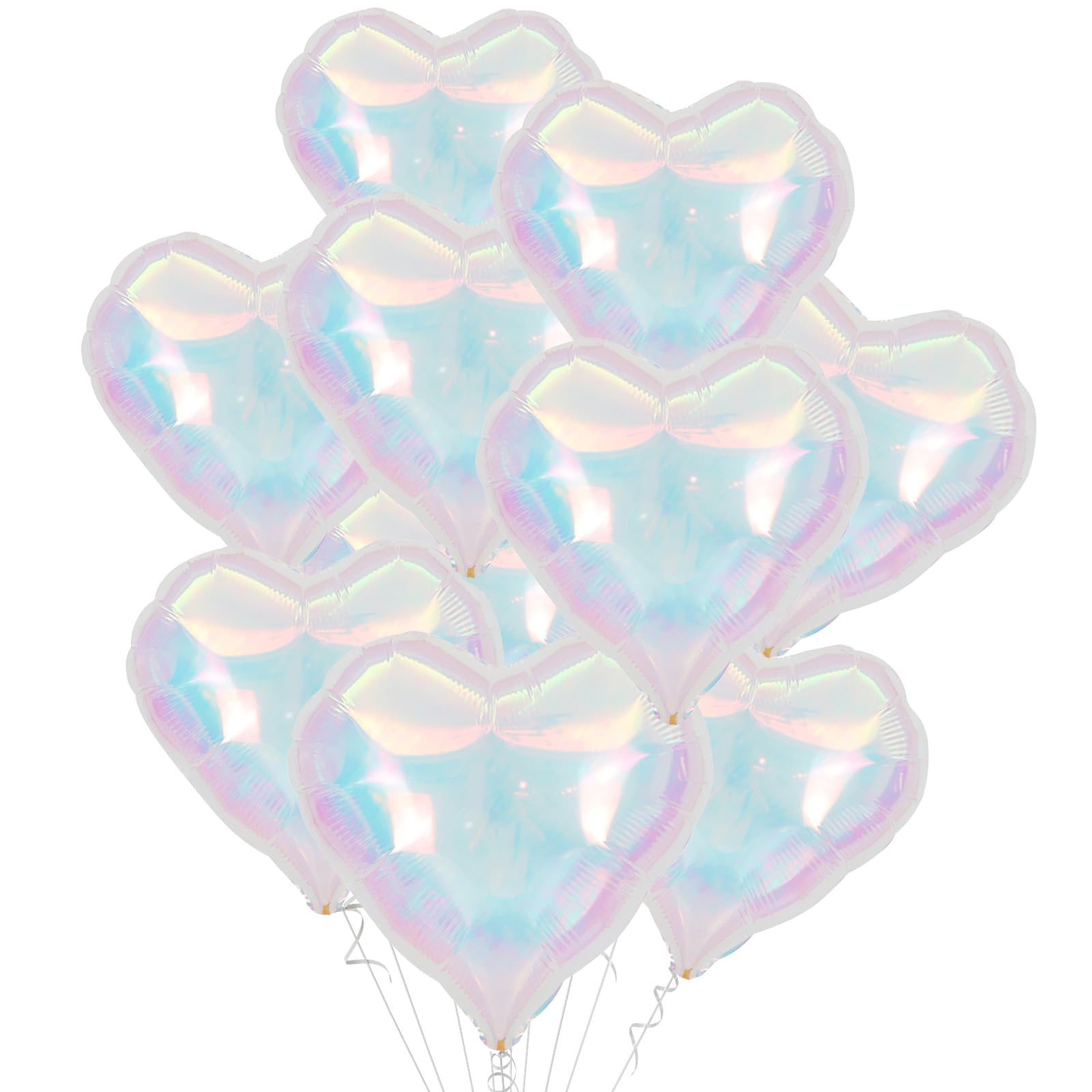 

BTZO Heart-Shaped Balloon Set 10 Aluminum Balloons 18-inch Assorted Rainbow Iridescent Valentine s Day Wedding Birthday Proposal Store Decor