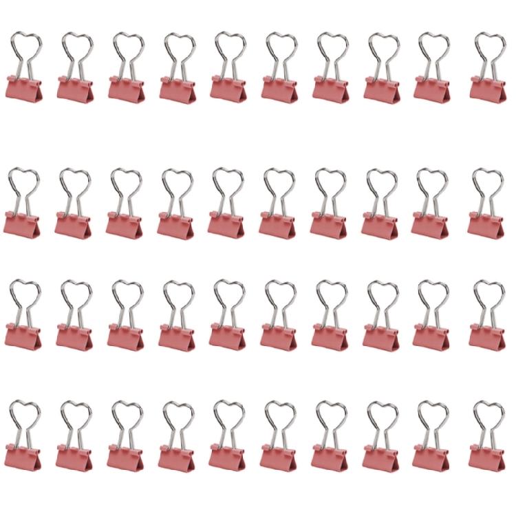 

40 Pcs Paper Clips Foldback Clips Heart Shape Binder Clips Paper Clamps Stationary Clamps Document Clips розовый