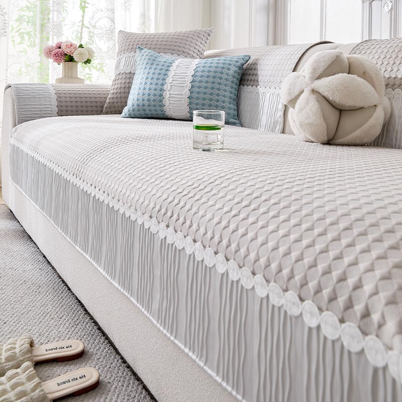 Summer Cool Ice Silk Sofa Cushion  New Light French High-End Summer Thin Straight Non-Slip Mat