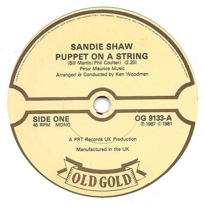 7inch Record SANDIE SHAW - Puppet On A String  OG9133 Old Gold 1981 UK Rock Used