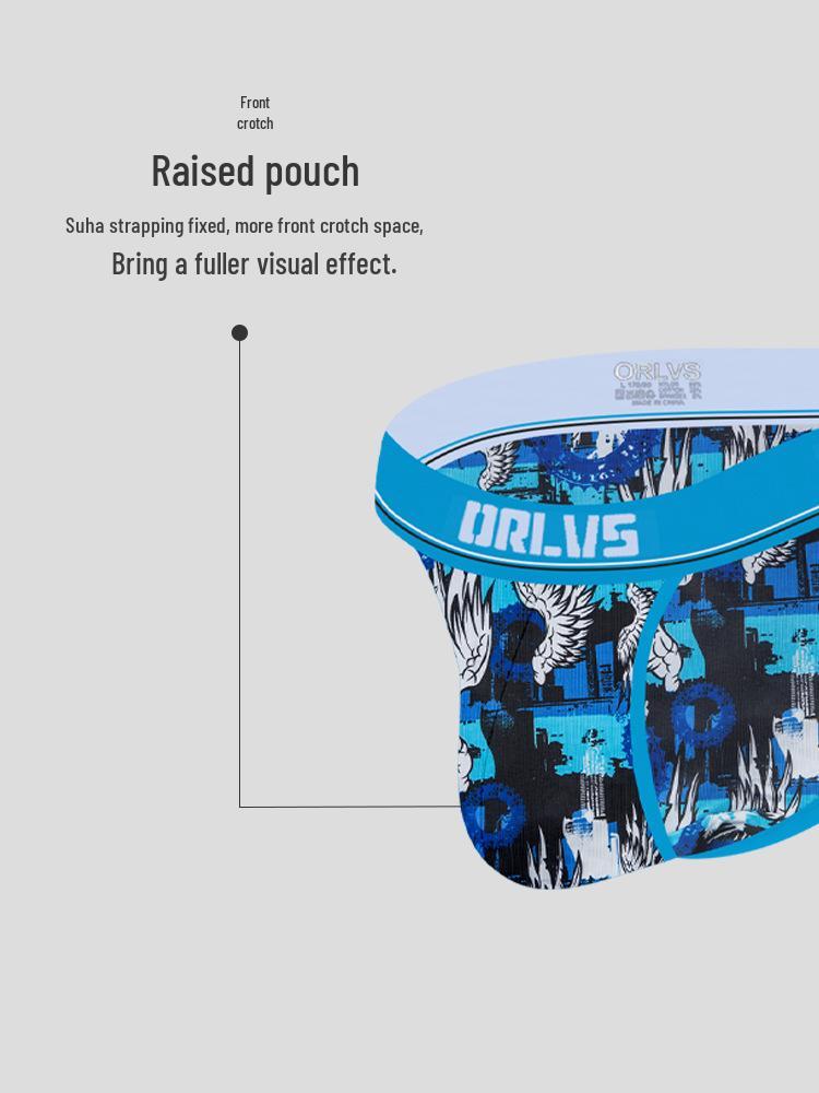 ORLVS Men's Ice Silk Seamless Sport Briefs: High-Cut, Breathable, Quick-Dry, Low-Waist U-Pouch.