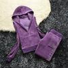 2 Pieces of Women's Outfit Fall Winter Women's Tracksuit Crystal Hoodies and Pant Sets Y2K Velvet Tracksuit