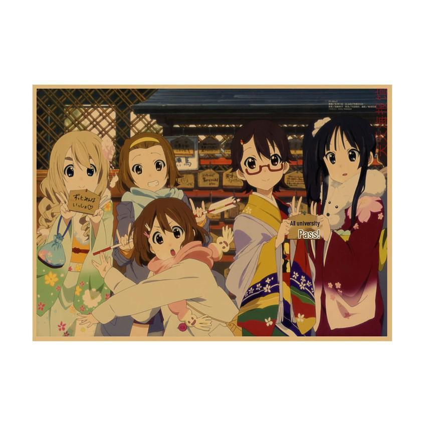 K-ON! Kraft Paper Anime Poster for Dorm, Bar, or Cafe Wall Décor.