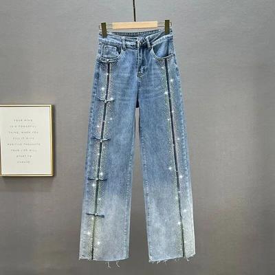 Jeans Women's Wide-Leg Pants  Spring  High Waist Loose and Slimming Mop Pants Fashionable Trousers