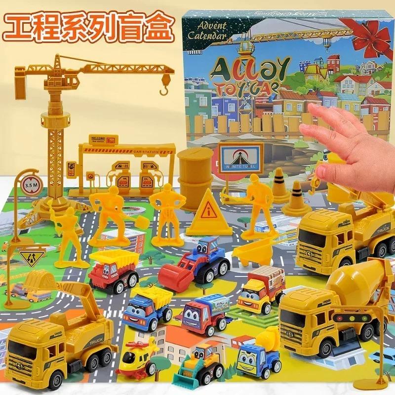 24 Days Christmas Advent Calendar, Car Toys Engineering Fire Truck Car Toys 2025 Countdown Calendar, Gift Box for Kids