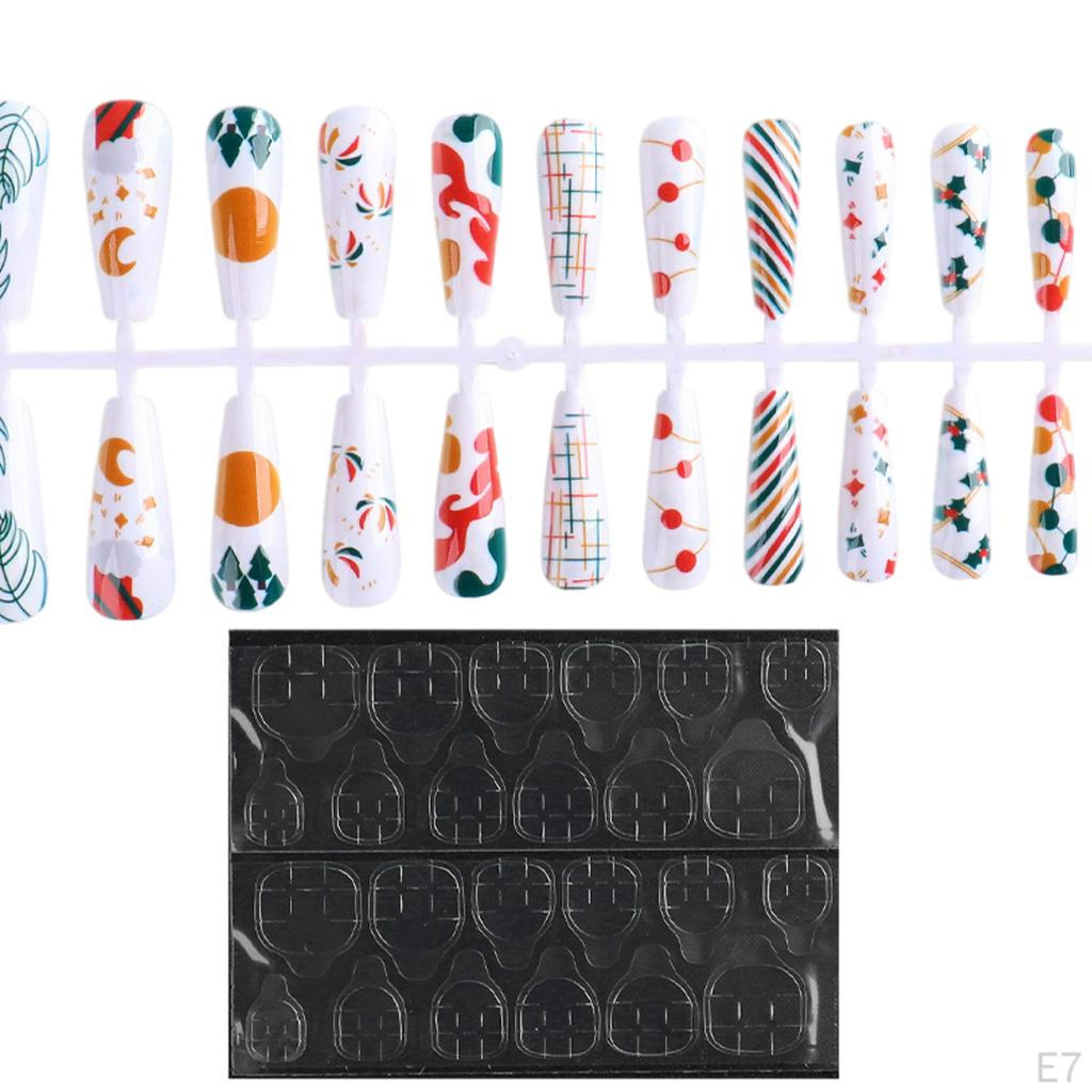 24 Pieces Nails Stylish with Double-Sided Tapes Fashion False Fingernails DIY Women Girls