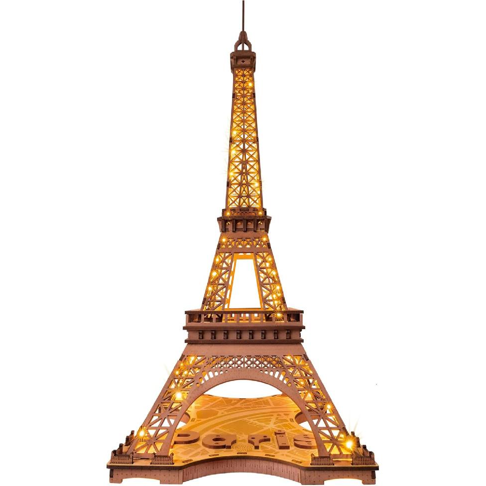 Rowood Eiffel Tower,3D Puzzle Model Kits for Adults,DIY 3D Wooden Puzzles for Adults,Builing Set with LED,Home Decoration Festival Gift Idea