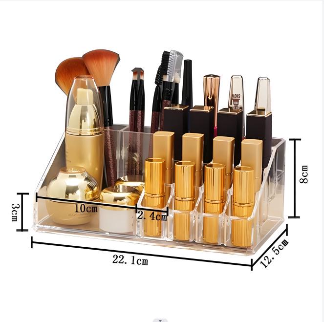 28-Slot Vertical Lipstick & Gloss Display Stand - Transparent Fish-Shaped Holder