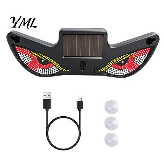Unique Demon Eye Car Light Solar Eyes LED Light, USB Wireless Animated Warning Lights for Windshield Creative Automotive Decor And Rear Window,