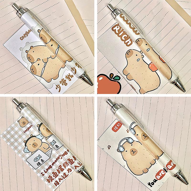 Capybara Pres Kalem Karikatür Sevimli Rulo Kağıt Jel Kalemler Öğrenci 0.5Mm Hızlı Kuruyan Yazma Kalemi Kawaii Yaratıcı Kırtasiye Malzemeleri